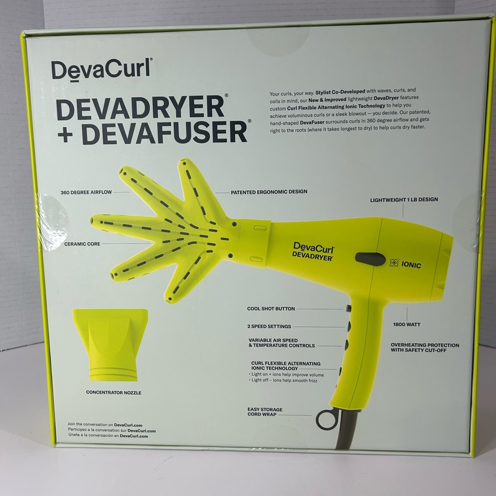 DevaCurl DevaDryer + DevaFuser Professional Ionic Blow Dryer New In Box - Picture 2 of 5